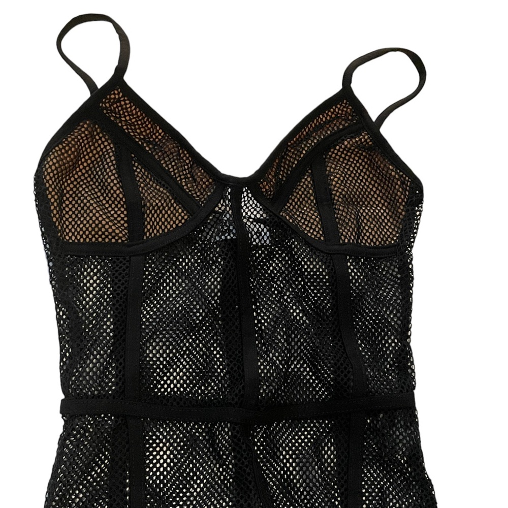 mesh corset bodysuit in sheer black